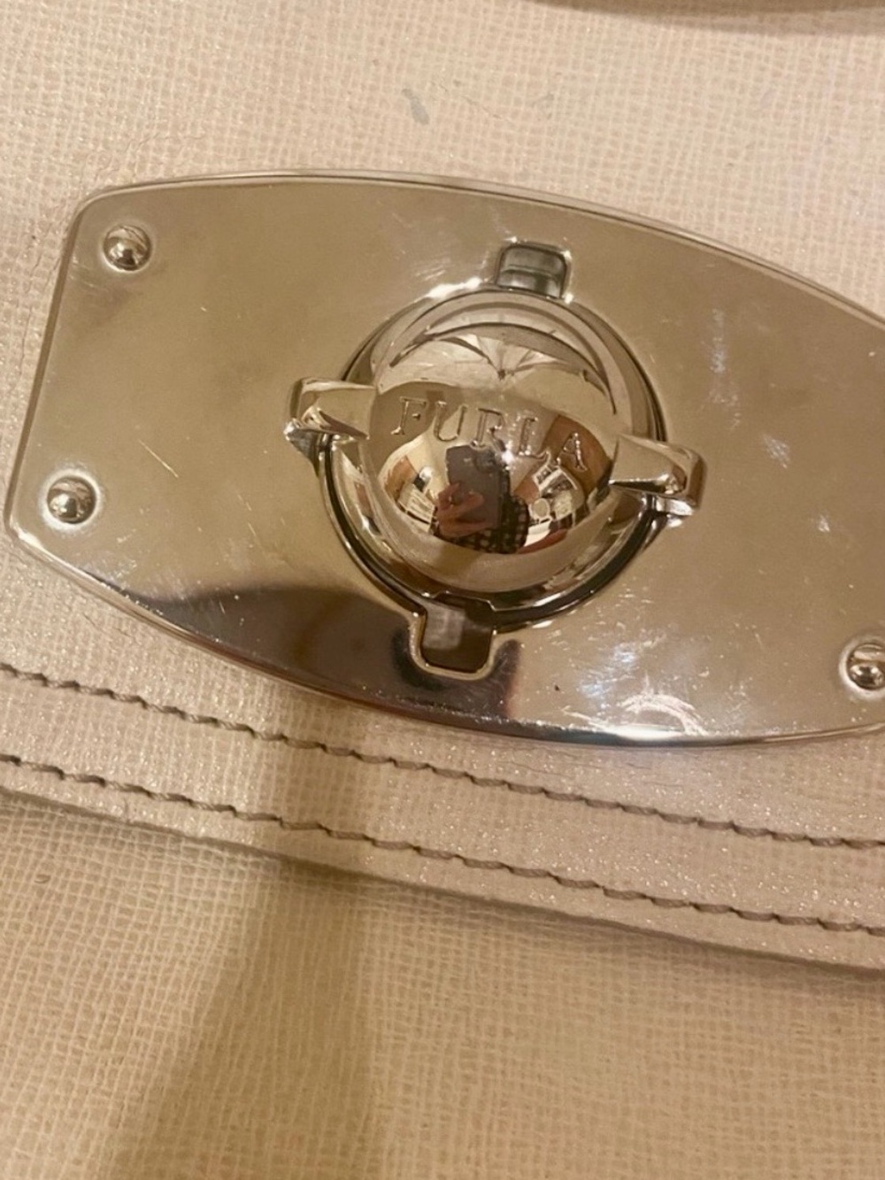 Furla Cream Crossbody Bag with Silver Accent - Picture 2 of 3
